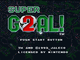 Takeda Nobuhiro no Super Cup Soccer title screen for Super Famicom